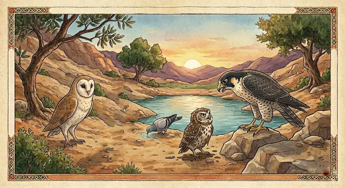 Illustration for حكاية بوبكر ولد البومة وابنة الصقر