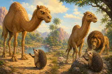 Illustration for The Camel, the Hedgehog and the Lion