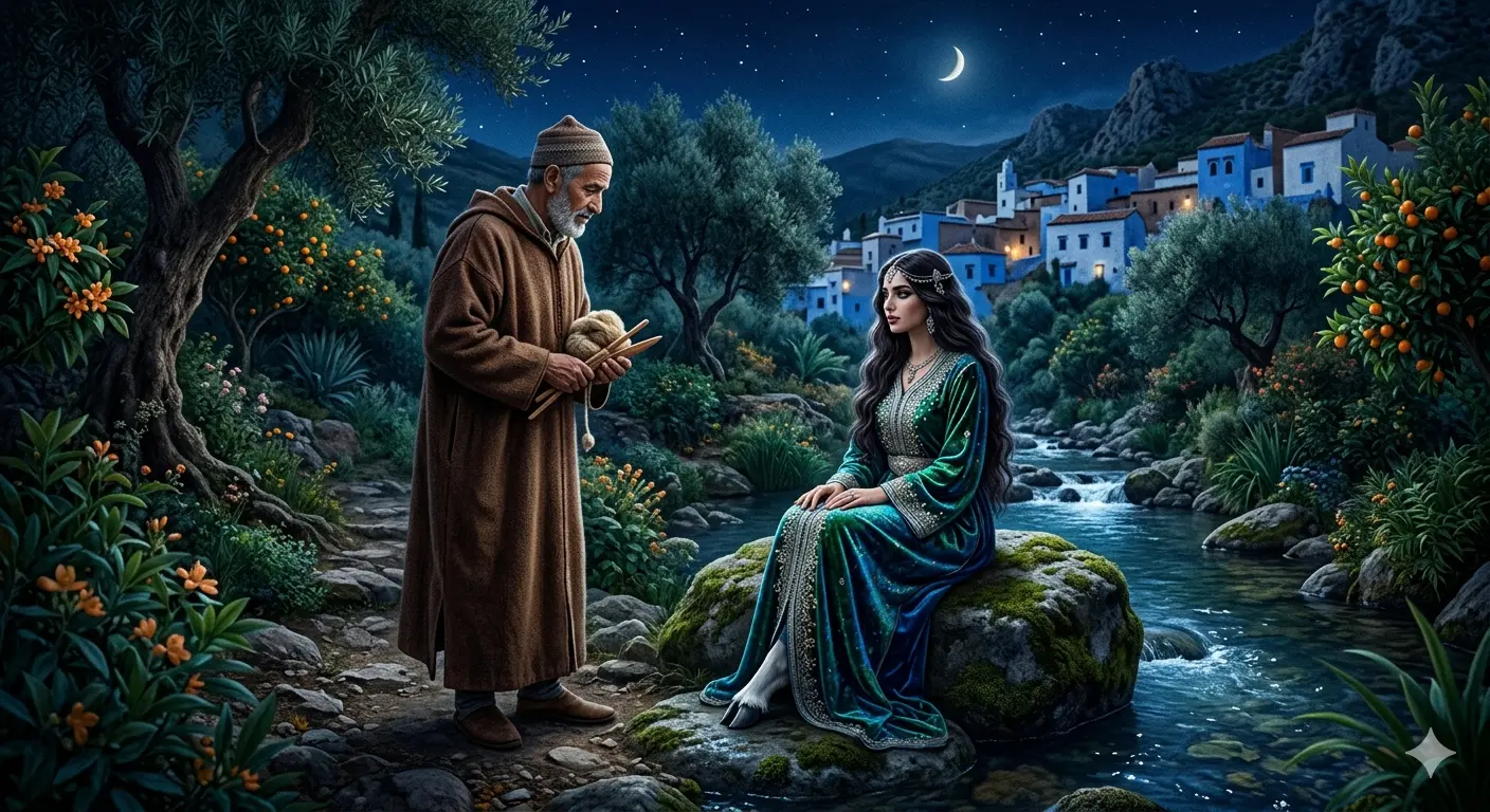 Illustration for النساج وسيدة الوادي: أسطورة من عبق المغرب